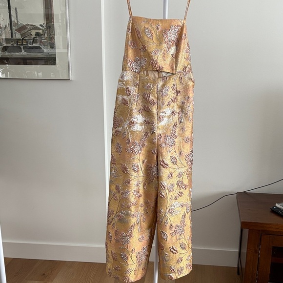 Anthropologie Pants - Anthropologie Gold Floral Jumpsuit